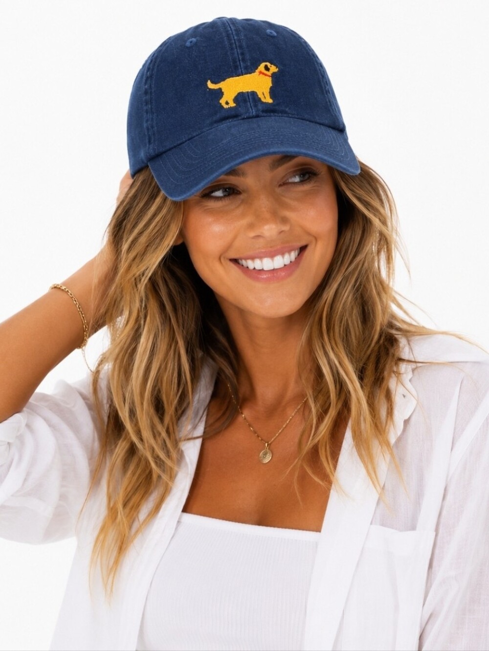 Harding Lane Adult Unisex Yellow Lab Embroidered Baseball Hat OS 100% Cotton NWT